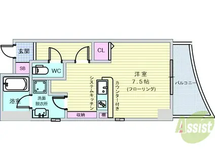リッツ スクエア(ワンルーム/3階)の間取り写真