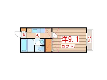 エピベールI(1K/1階)の間取り写真