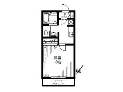 プティ・メゾン入船(1K/1階)の間取り写真