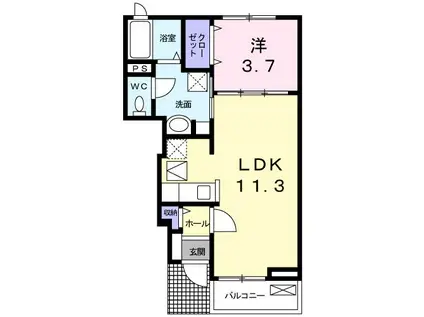 エスタシオンII(1LDK/1階)の間取り写真