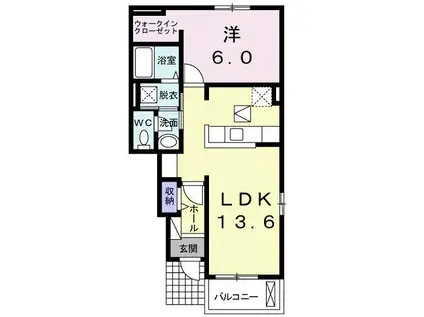 リッチ・ノールI(1LDK/1階)の間取り写真