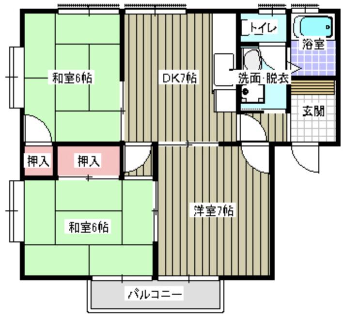 シャイン沖野上B(3DK/1階)の間取り写真