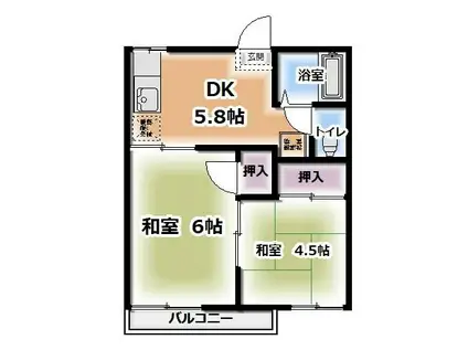 コーポ中山(2DK/2階)の間取り写真