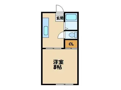 エスポワール(1DK/2階)の間取り写真