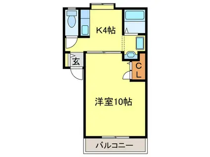 ボヌール吉野(1K/1階)の間取り写真