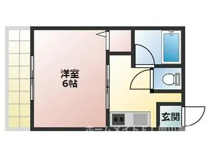 パークプレイス西川原II(1K/1階)の間取り写真