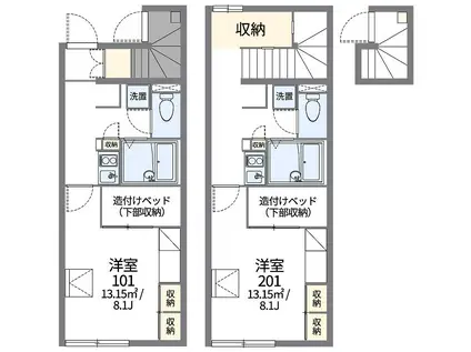 レオパレスYROP(1K/1階)の間取り写真