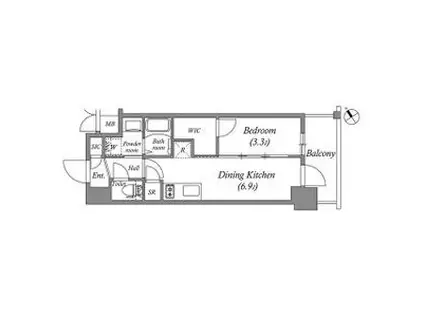 エステムコート名古屋新栄Vラポール(1DK/3階)の間取り写真