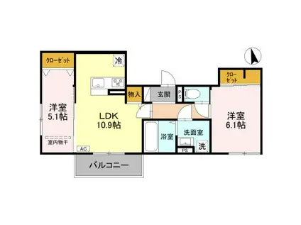 メゾン ド ソルテ A棟(2LDK/2階)の間取り写真