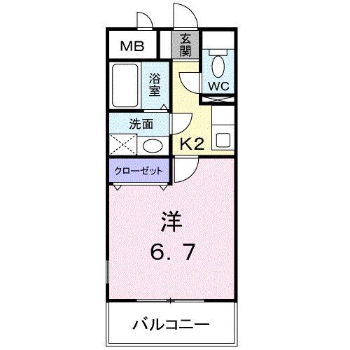 フルール・M(1K/2階)の間取り写真
