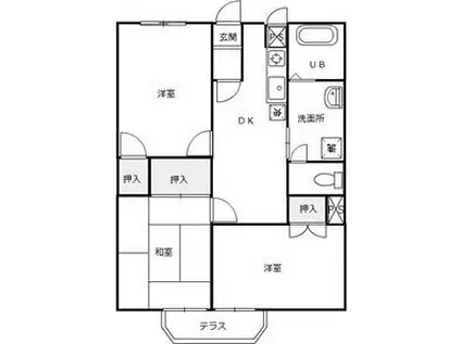 サンパレス江崎I(3DK/1階)の間取り写真