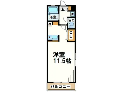 ヴィララックルジューン(1K/1階)の間取り写真