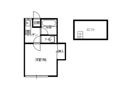 ソレイユB(1K/2階)の間取り写真