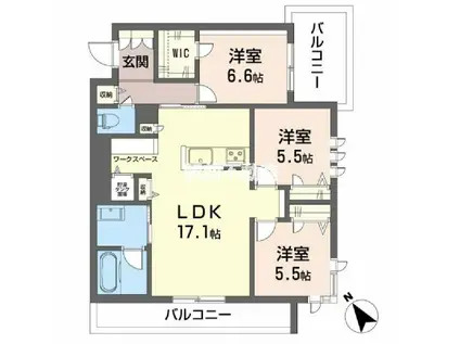 シャーメゾンIROHA(3LDK/2階)の間取り写真
