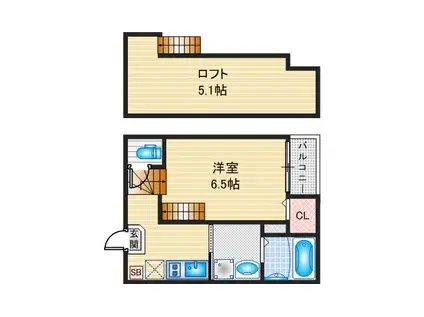 ベルクレスト本陣(1SK/2階)の間取り写真