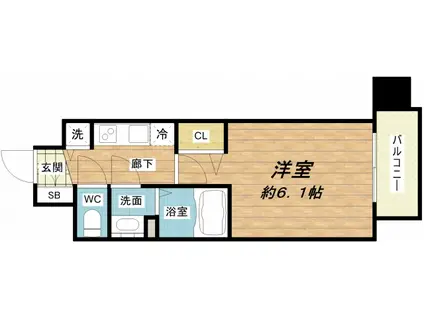 プレサンス松屋町駅前(1K/2階)の間取り写真