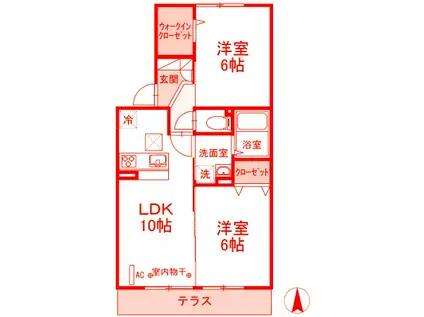 コンフォート湘南山手I(2LDK/1階)の間取り写真
