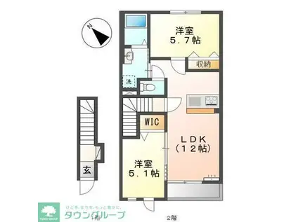 クオリア(2LDK/2階)の間取り写真