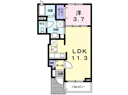 パークサイドゆうぎりA(1LDK/1階)の間取り写真