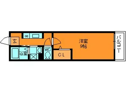 コモドビラN2(1K/3階)の間取り写真