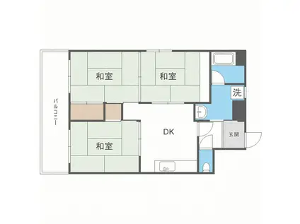 天神南ハイツ(3DK/6階)の間取り写真