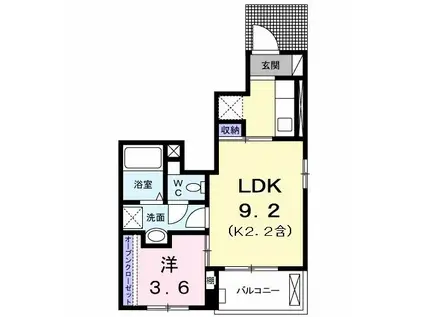 レニューテリア(1LDK/1階)の間取り写真