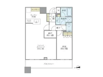 ブリリアタワーズ目黒 サウスレジデンス(1LDK/32階)の間取り写真