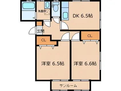 ルミナールI(2DK/1階)の間取り写真