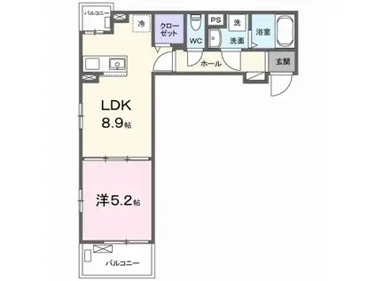 JADA HOUSE桜井(1LDK/2階)の間取り写真