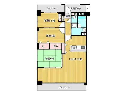 ル・グラン本町(3LDK/8階)の間取り写真