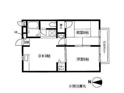 パークシティーニューウィングC棟(2DK/3階)の間取り写真