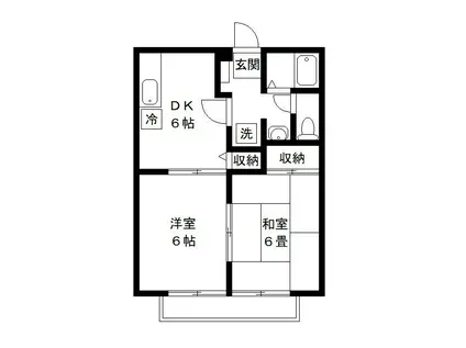 ポトリバ A(2DK/2階)の間取り写真