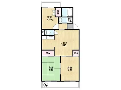 カーサ鹿手II(3LDK/1階)の間取り写真