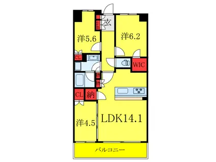 ザ・パークハウスオイコス赤羽志茂サードスクエア(3LDK/7階)の間取り写真