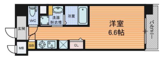 クリスタルブライト谷町(1K/9階)の間取り写真