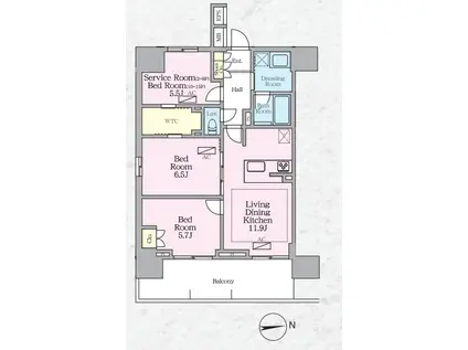 ラグゼナ八王子寺町(2SLDK/10階)の間取り写真