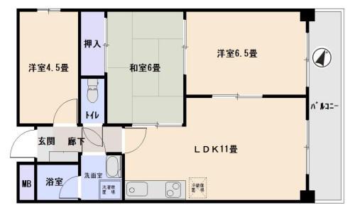 パレルミエール岡本(3LDK/3階)の間取り写真