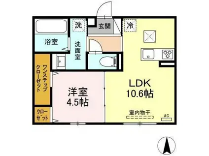 シャインテラス(1LDK/1階)の間取り写真