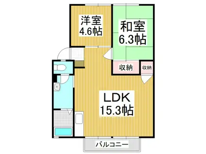 サンビレッジ赤羽A(2LDK/2階)の間取り写真