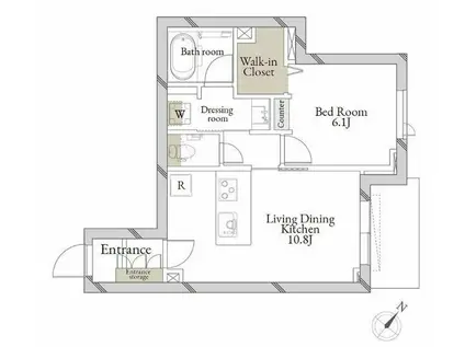 プロエコレット(1LDK/1階)の間取り写真
