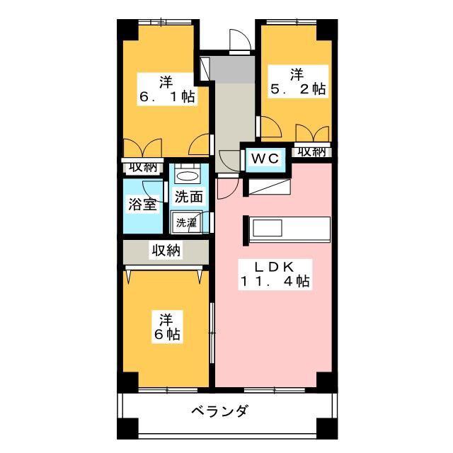 グランカーサ北安東(3LDK/3階)の間取り写真