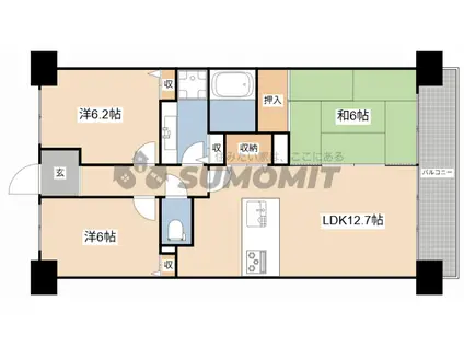 パレロワイヤル姫路駅前(3LDK/4階)の間取り写真