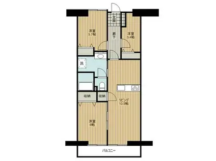 アーバンみらい東大宮東二番街9-2号棟(3LDK/2階)の間取り写真