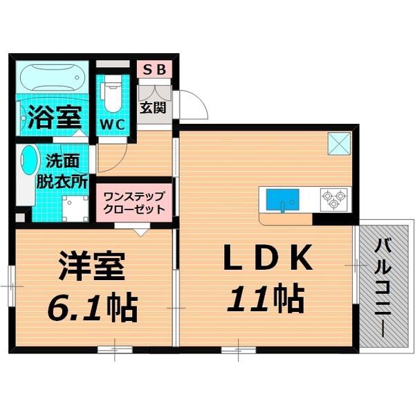 コルベーユ(1LDK/1階)の間取り写真