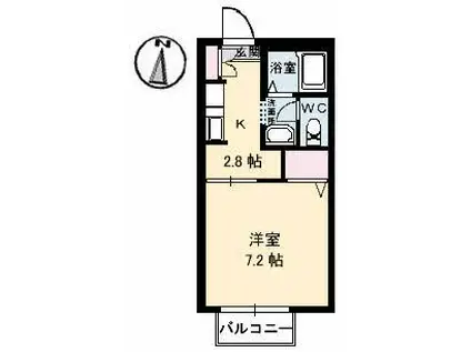 ディアス中塚 B(1K/2階)の間取り写真