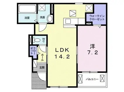 ハッピーライフII(1LDK/1階)の間取り写真