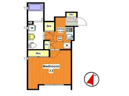 AVENIRBRILLIANT(1K/1階)の間取り写真