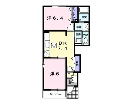 フォルシュII(2DK/1階)の間取り写真