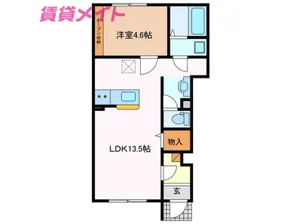 四日市市小杉町アパート(1LDK/1階)の間取り写真