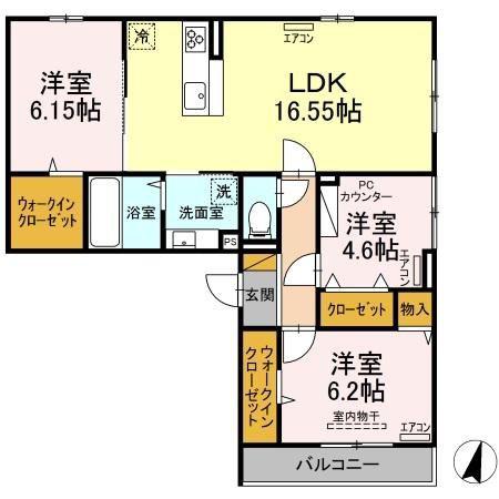明幸2番館(3LDK/1階)の間取り写真